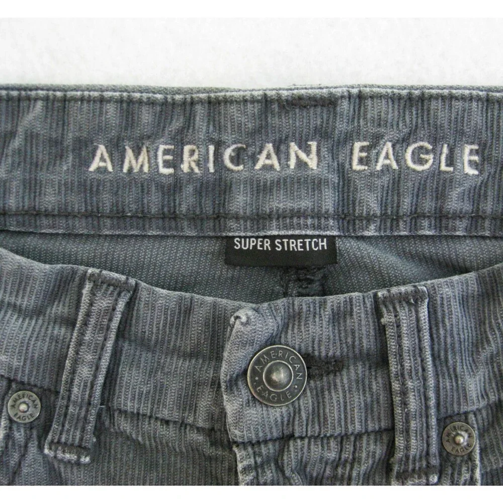 AMERICAN EAGLE Women's (Size 6) Gray Corduroy Pants 5 Pockets Jeans Stretch Fit